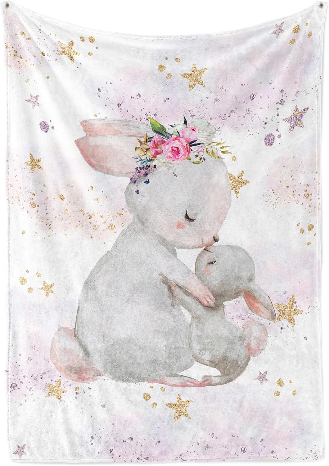 UNIQUE Bunny Ultra Soft Fleece Baby Blanket 30x40in, Girl Crib Blanket, Girl