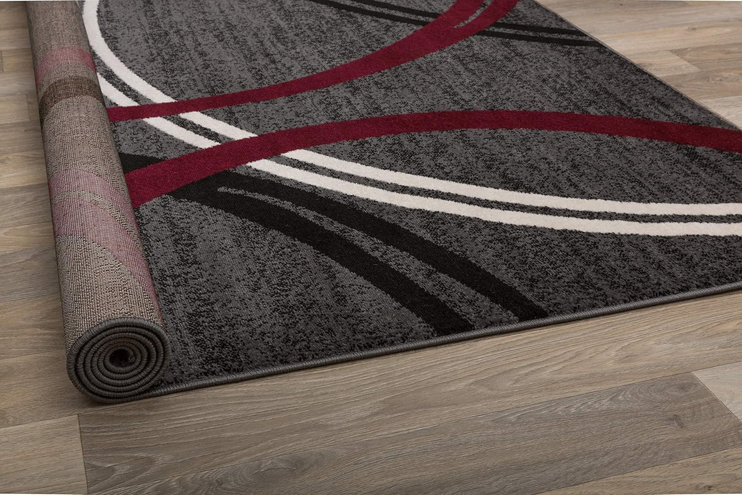 Rugshop Modern Wavy Circles Design Area Rug 9' x 12' Red