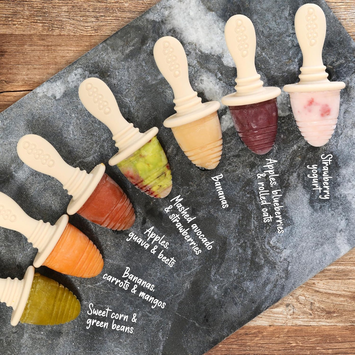 PrimaStella Silicone Petite Pops - Baby Popsicle Mold - BPA Free - Dishwasher Safe - 4 months+ (Oat Teether Pops)