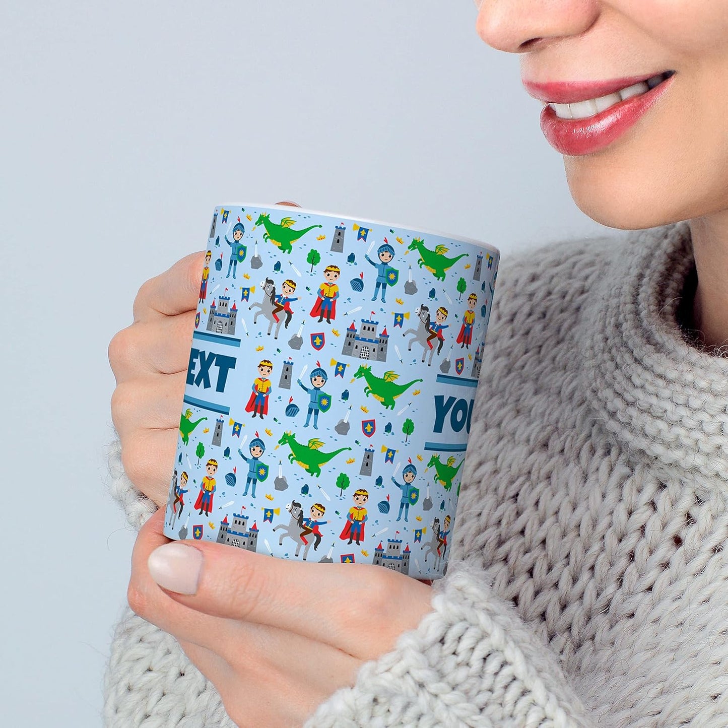 Personalized Mug for Kids - Princes - Custom Name/Text, Ceramic Hot Chocolate/Cocoa/Coffee Cup for Boys, Birthday/Christmas/Holiday Gift - 15 oz, White Handle