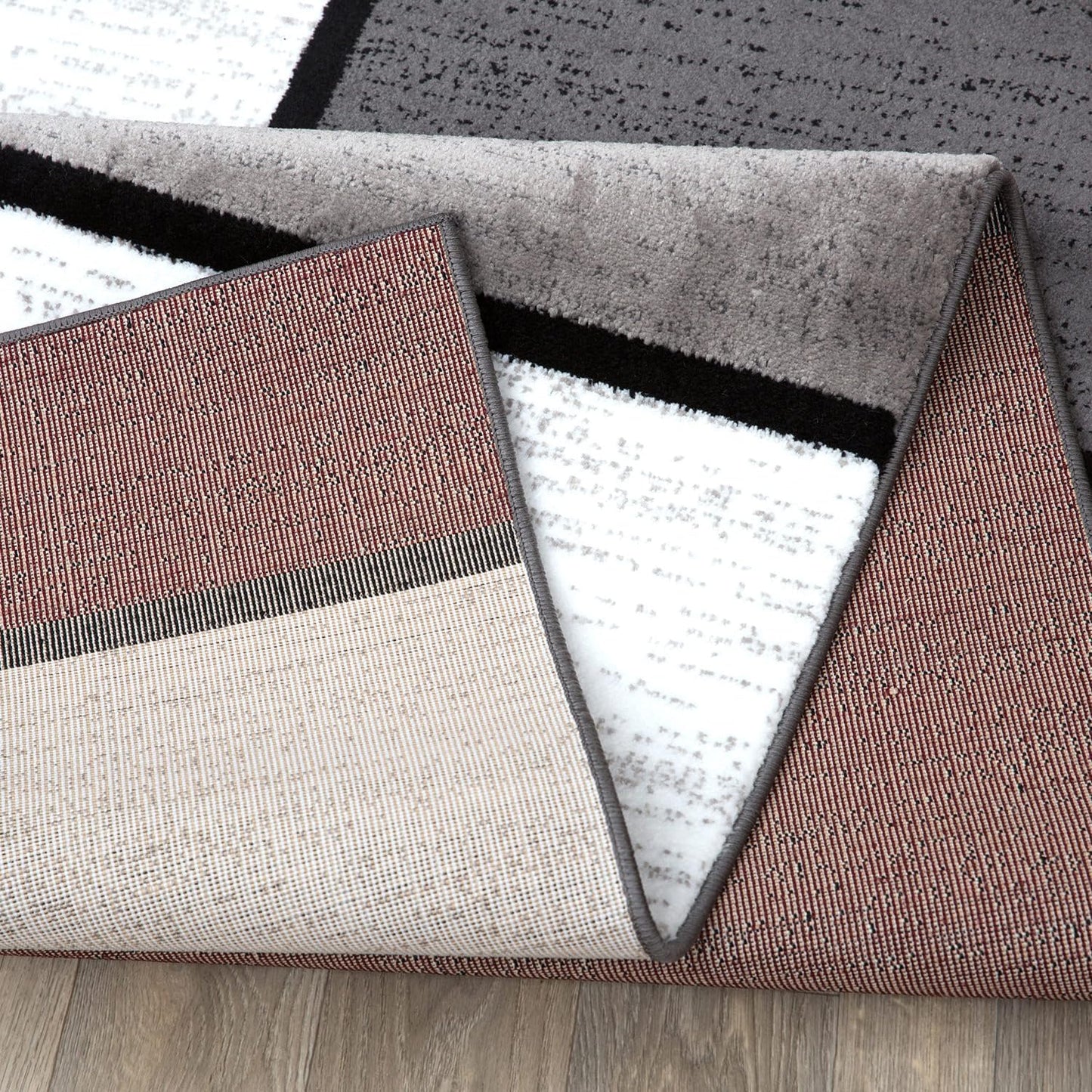 Rugshop Contemporary Modern Boxes Runner Rug 2' x 7'2" Red