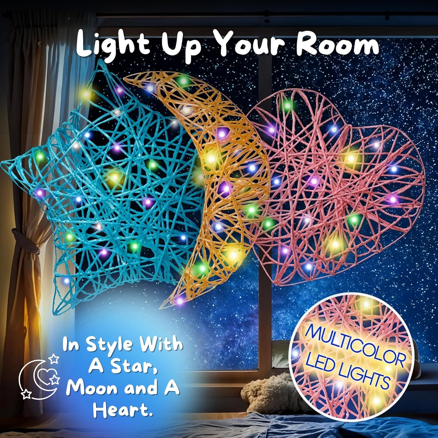 Going Creative 3D String Art Kit for Kids Ages 6-12 – Light-Up DIY Craft Kit with LED Lights, Tassels & Wall Mount – Fun Arts & Crafts Gift for Girls & Boys, STEM Toy, Screen-Free Activity