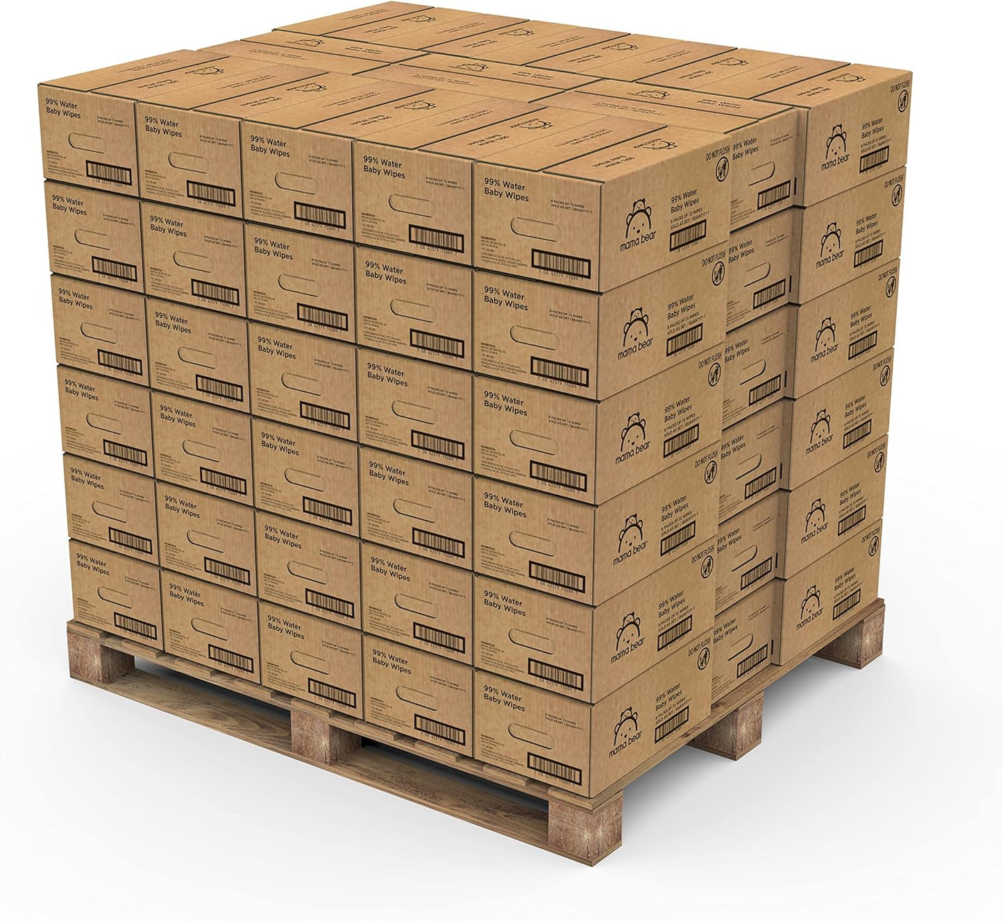 Amazon Brand - Mama Bear 99% Water Baby Wipes, Hypoallergenic, Fragrance Free, Full Pallet, 51840 Count (720 Packs of 72)