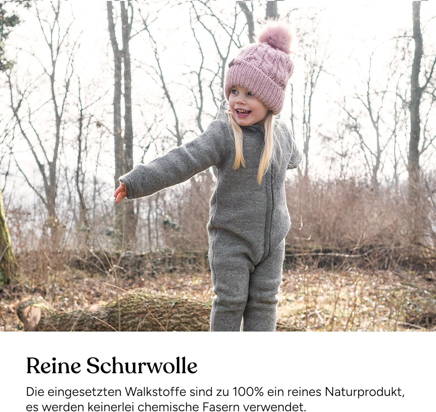 Ehrenkind® WOOLEN JUMPSUIT for Infants and Kids, Warm infant One-Piece made of natural virgin wool with zipper