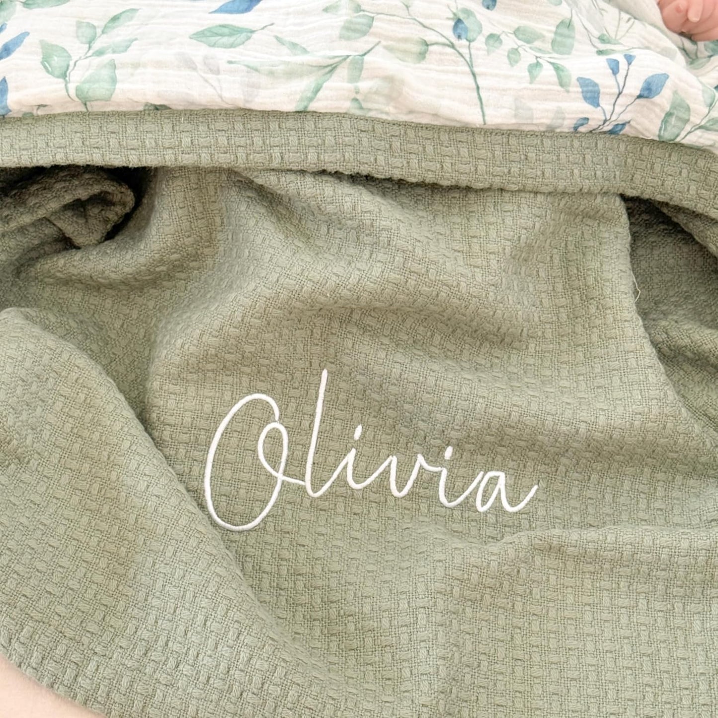 Personalized Baby Blanket with Name – Handmade 100% Organic Cotton Newborn Gift | Custom Knit Blanket for Boys, Girls, Kids & Baby Showers