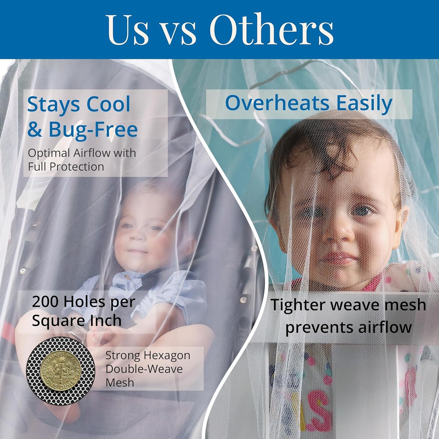 Pack n Play Cover with Zippers – Adaptable Premium Quality Mosquito Net for Stroller, Jogging Stroller, Playpen, Bassinet, Travel Crib – Portable Mosquito Net for Baby, Drawstring Base for Snug Fit