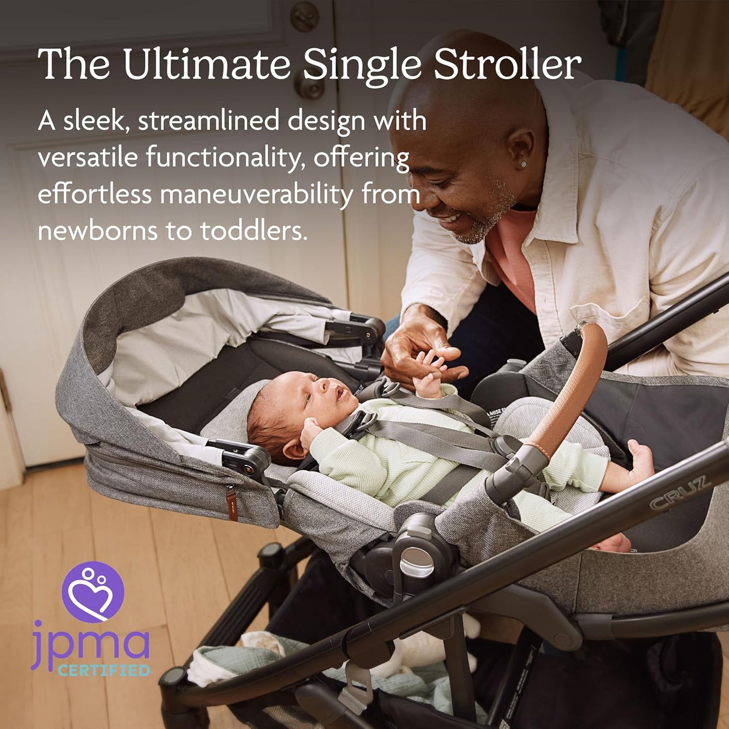 UPPAbaby Cruz V3 Stroller - from Birth + Car Seat Compatible - Full-Size, Reversible Seat - Infant Insert, Bug and Rain Shields Included - Jake (Charcoal/Carbon Frame/Black Leather)