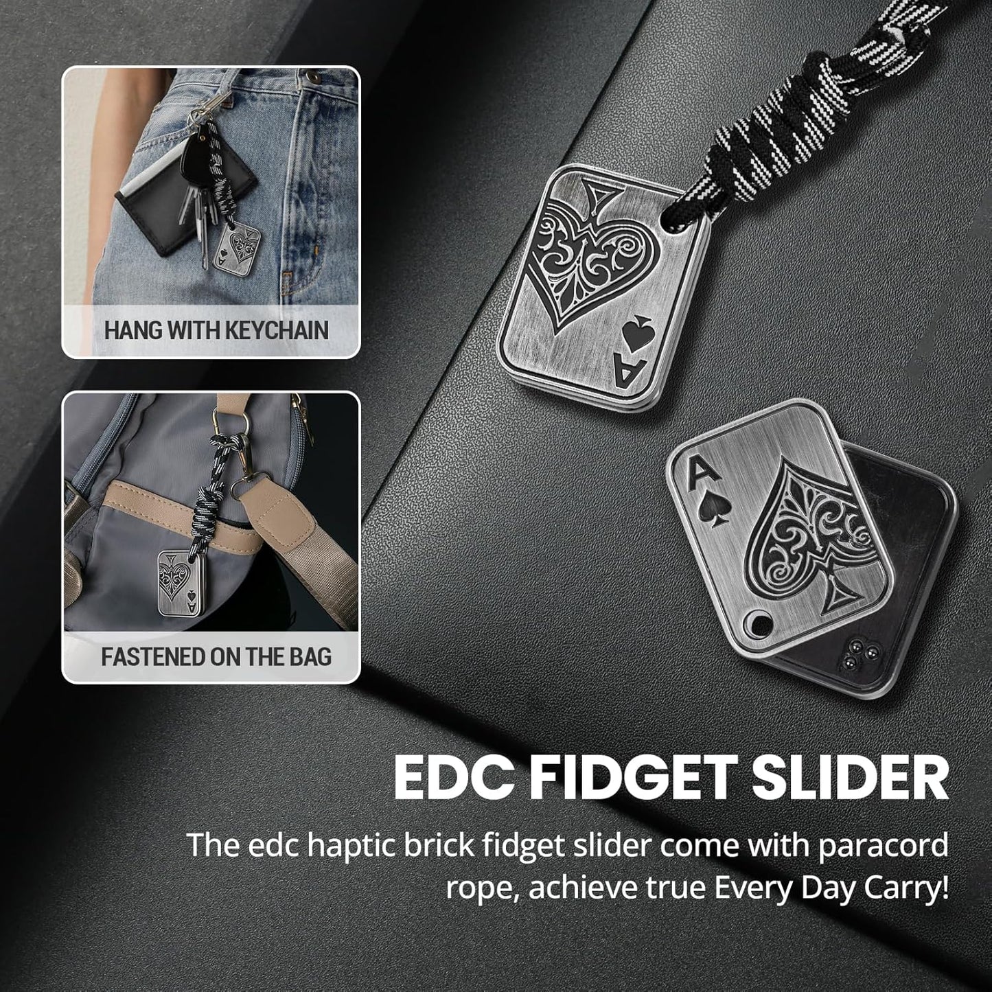 EDCFANS Fidget Sliders, Metal Fidget Toys Adults, Magnet Fidget Toys for Anxiety ADHD, EDC Fidgets Push Poker Card, Stress Relief Desk Toys for Office, Cool Gadgets Gifts for Teens Men