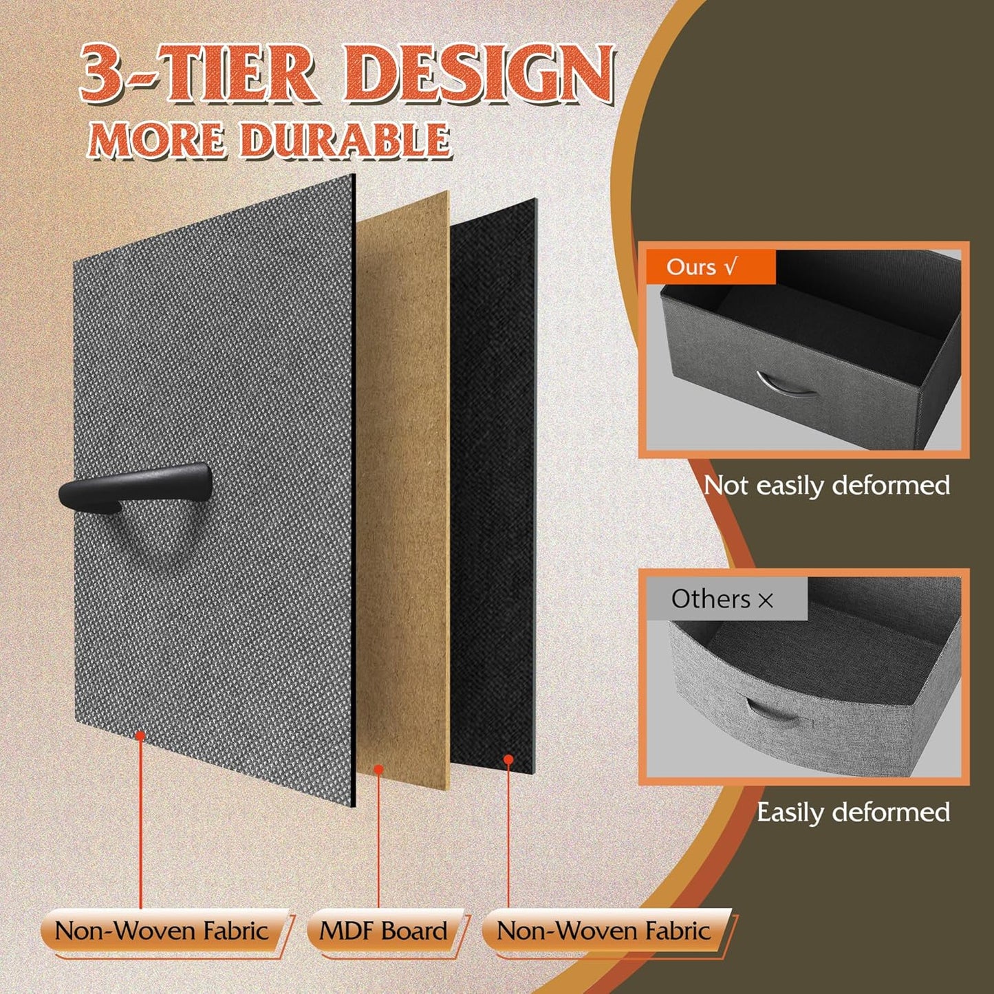 WLIVE Dresser for Bedroom with 10 Drawers, Fabric Dresser Chest of Drawers with Side Pockets and Hooks, Sturdy Metal Frame, Drawers Organizer Unit for Room, Hallway, Dark Gray