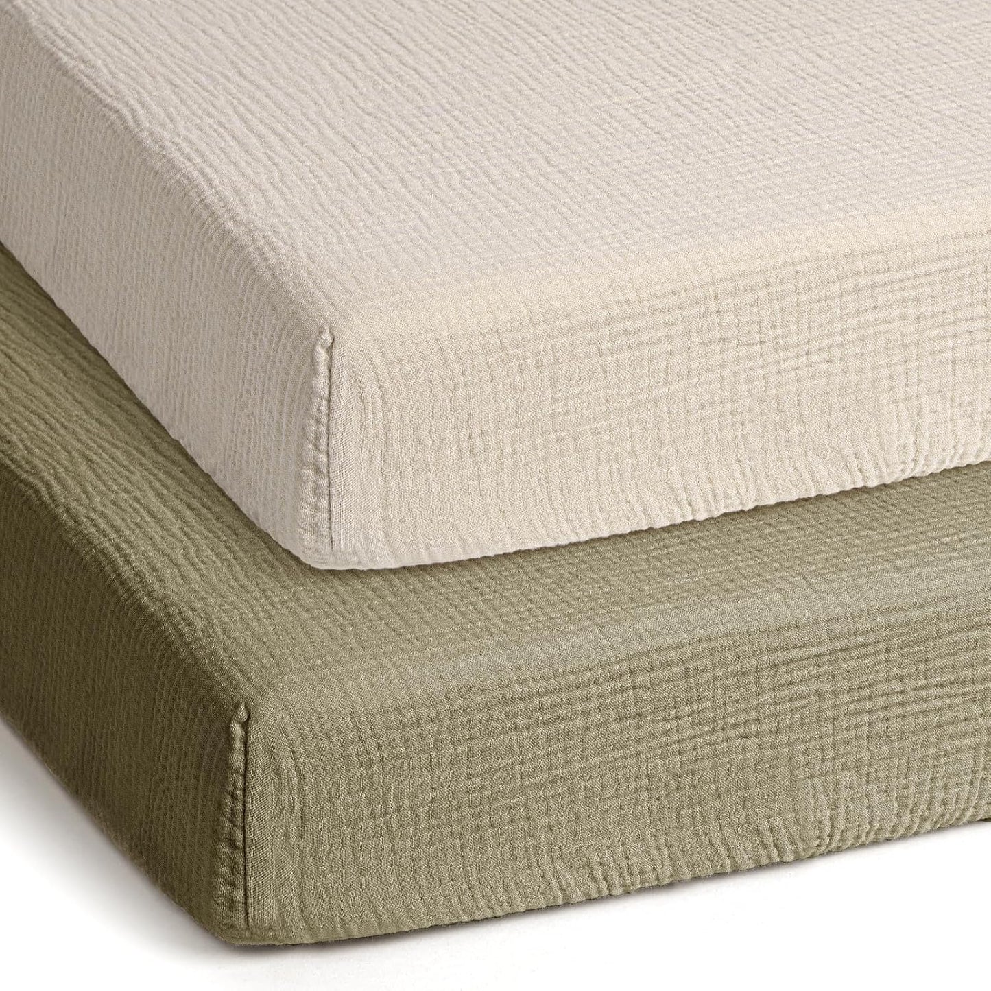 lulumoon Pack and Play Sheets Muslin: Cotton Fitted Sheets for UPPAbaby Pack N Play - Soft Playard Sheets for Boys and Girls 2Pack