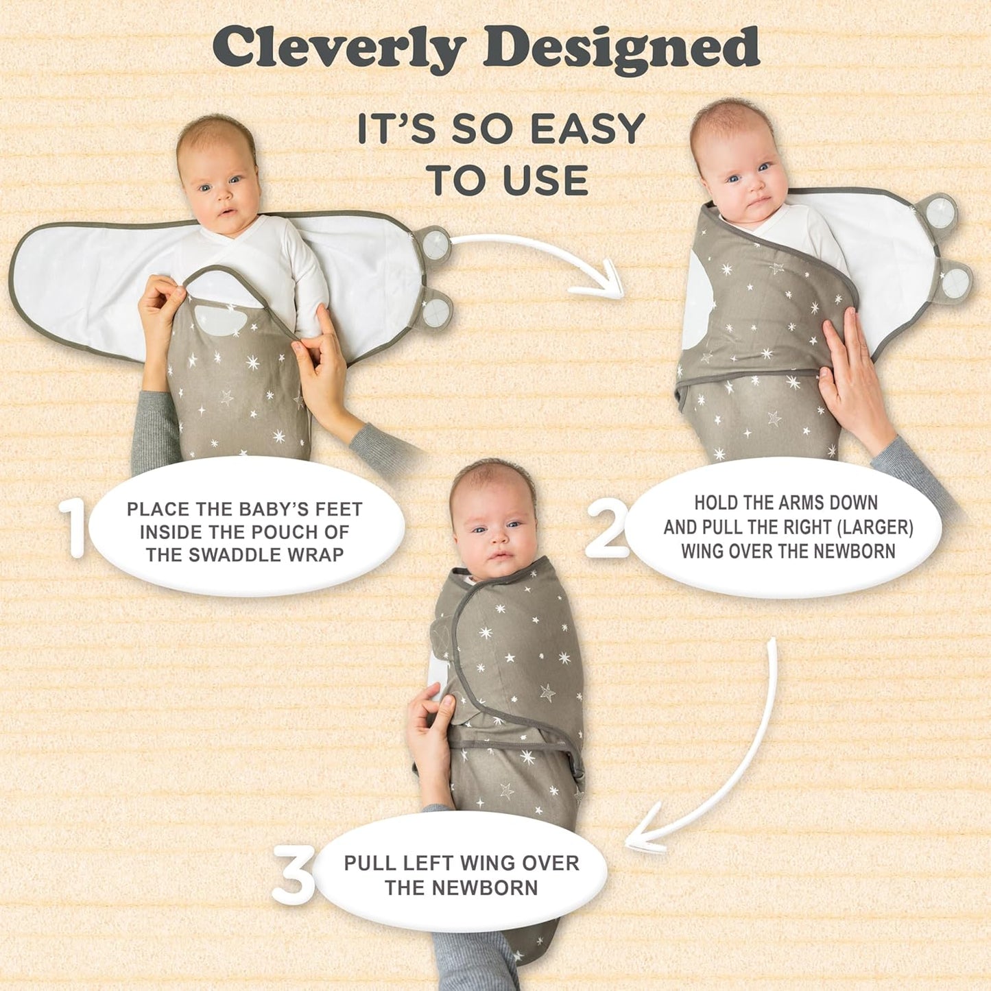 Bublo Baby Swaddles for Newborns – 3-Pack Infant Swaddles 3-6 Months – Adjustable Swaddle Sleep Sack – Soft Organic Cotton Baby Wrap for Safe & Cozy Sleep (Galaxy)