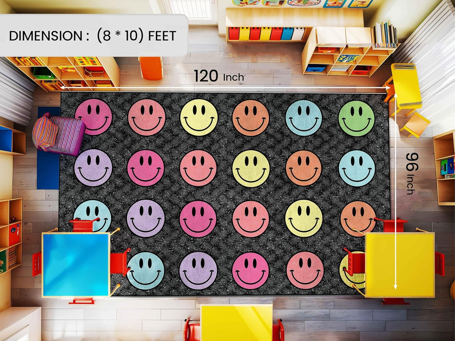 OLEEK Large Classroom Rug Elementary 8x10 - Classroom Rugs for Kids Room - Classroom Carpet Elementary - Kids playroom Rug 8 x 10 - Preschool Rugs for Classroom - Schoolgirl Style Classroom Decor