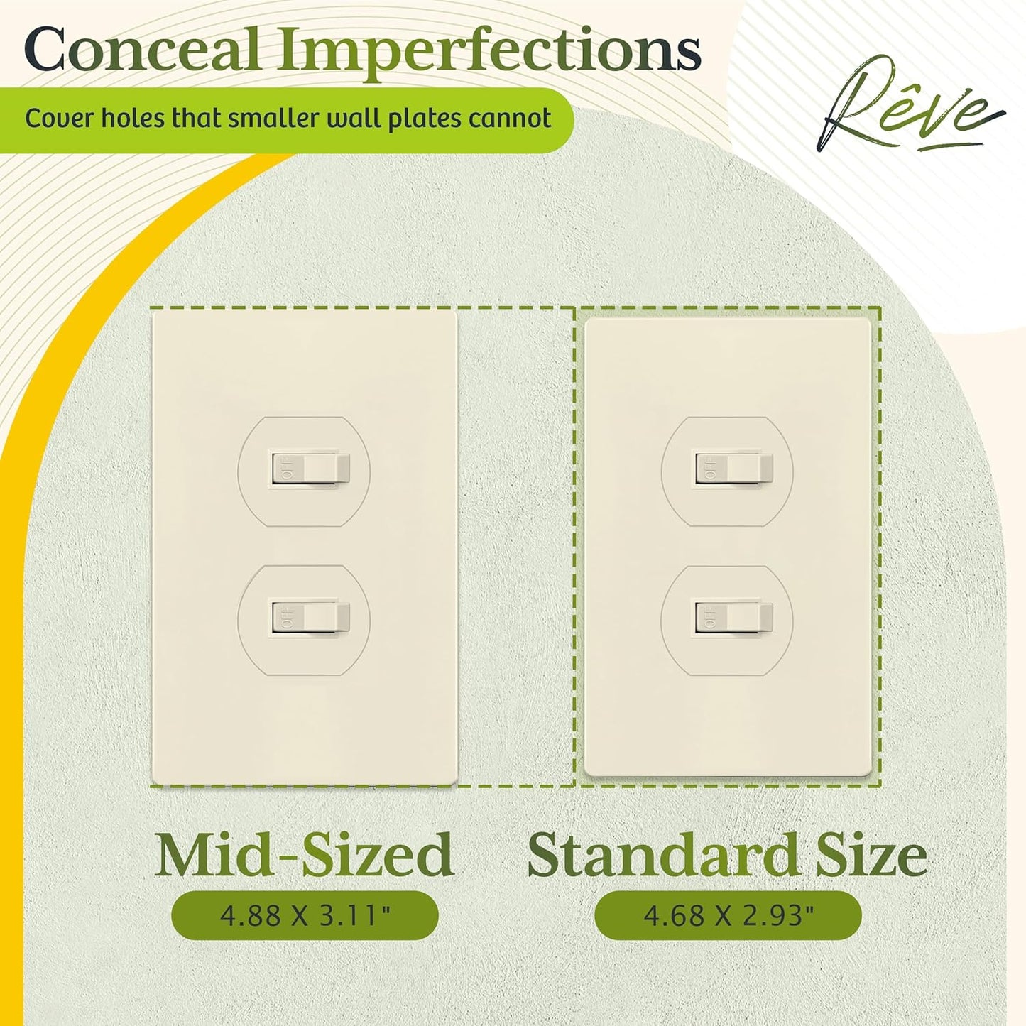 TG Mid-Size Screwless Duplex Wall Plate, Child Safe Receptacle Outlet Cover, Medium Size 1-Gang 4.88" H x 3.11" L, Polycarbonate Thermoplastic, UL Listed, SP-MS1-LA5P, Light Almond (5 Pack)