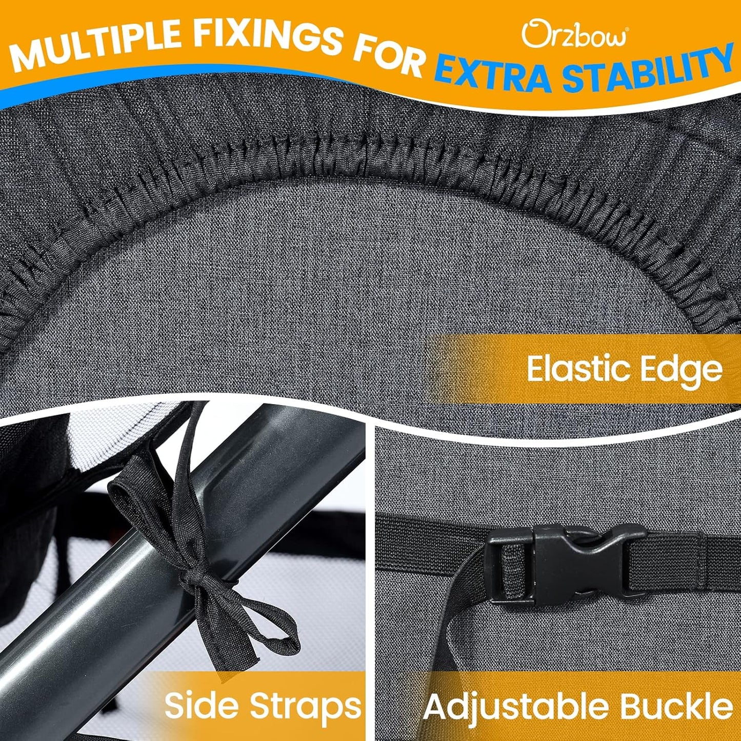 Orzbow 2-in-1 Baby Mosquito Net with UPF50+ Sunshade for Stroller, Breathable Stroller Mosquito Netting Privacy Cover with Two-Way Zipper & Storage Bag for Bassinet, Carrycot & Car Seat, Black