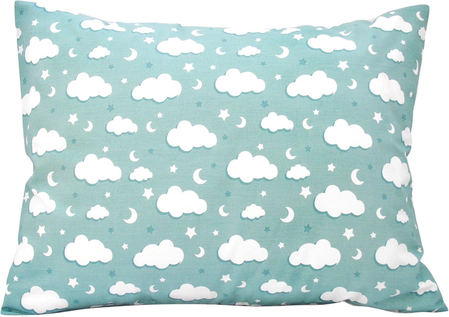 Toddler Pillowcase 13x18 - Moon Child Pillow Case, Cotton Toddler Pillowcase Star, Gray Star Travel Pillow Case Cover - Green Cloud Pillowcase