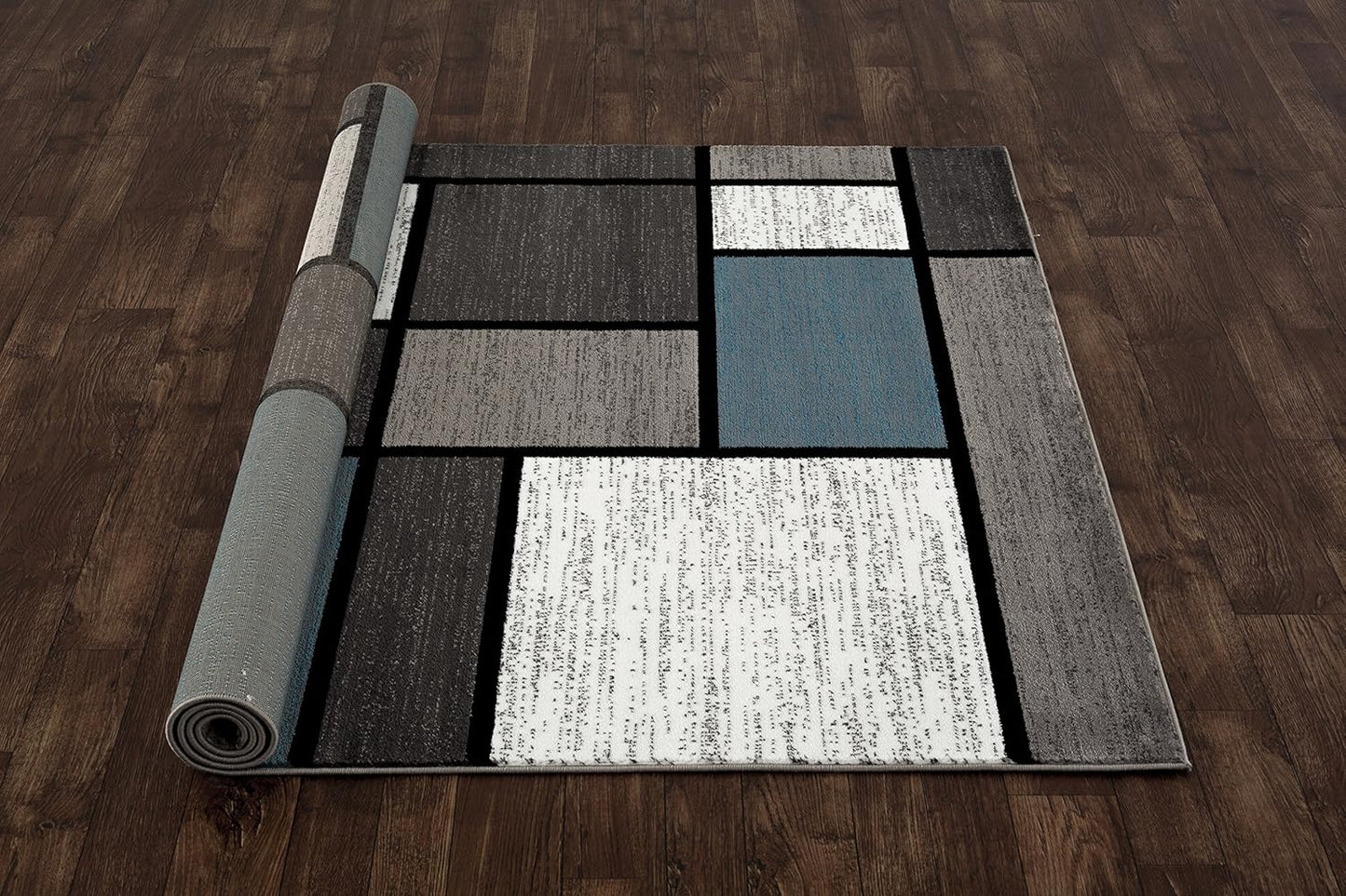 Rugshop Contemporary Modern Boxes Area Rug 7' 10" X 10' 2" Blue/Gray