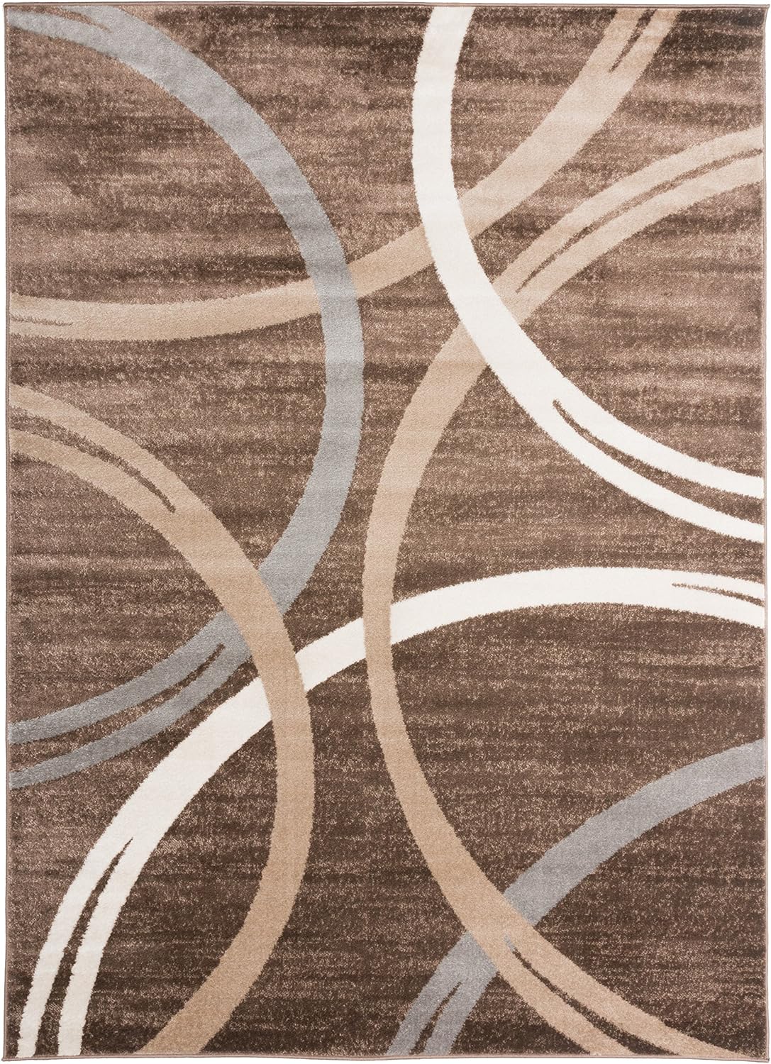 Rugshop Modern Wavy Circles Design Area Rug 8'8" x 12' Brown
