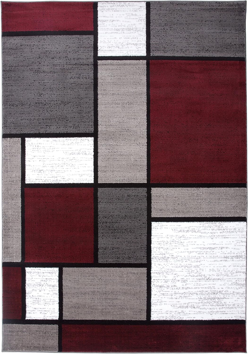 Rugshop Contemporary Modern Boxes Area Rug 9' X 12' Red