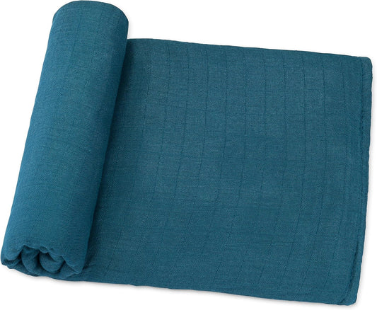 Comfy Cubs Muslin Swaddle Blankets Pack of 1 - 47 x 47 Inch Soft Cotton Baby Blanket Set, Large Multipurpose Wraps for Newborns - Self-Soothing Swaddles for Newborns - Neptune