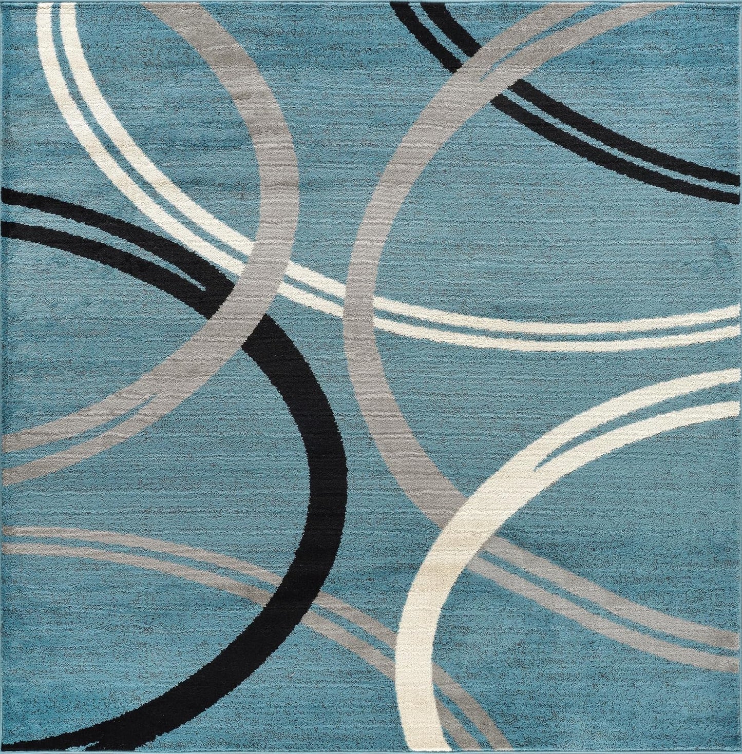Rugshop Modern Wavy Circles Design Square Area Rug 6'6" x 6'6" Blue